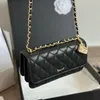 Klasyczna kawiorowa skóra kawiorowa Woc Accordion Torby na ramię Multi Pochette z złotym Lucky Charm GHW Crossbody torebki z zamkiem Zipper TELEFON CARD PORTES TURSE 19x10CM