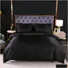 Bedding Sets Satin Duvet Er Twin Fl Queen King Size Stripes Soft Cozy Bed Linen Solid Color Quilt Luxury Set 231025 Drop Delivery Dhoxs