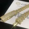 Ювелирные изделия в стиле хип-хоп, кубинское ожерелье Moussaint, стерлинговое серебро S925, позолоченное золото 14 карат, полный комплект, кубинская цепочка с бриллиантами Moussaint
