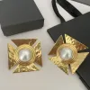 2023 New Designer Top Quality Exaggerated 24KGold Plated Square Pearl Ear Clip Large Earring Women Luxury Jewelry Boutique Trend