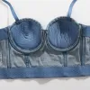 Camis Sexy Denim Tank Top Damen Sommer Strap Back Unterwäsche Tragen Fishbone Top Vielseitiger Nachtclub Bounce BH für Frauen