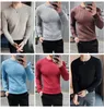 Men's Sweaters Slim Knit Solid Color Pullover Sweater With Dark Striped Sleeves Crew Neck
