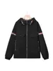 Mens Jackets TB BROWIN Autumn New Hooded Mens Red White and Blue Stripe Sports Zipper Coat