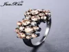 JUNXIN Elegante Champagner Zirkon Ringe Für Frauen Freundschaft Schmuck Vintage Schwarz Gold Füllte Winzige CZ Hochzeit Kristall Ring1930286