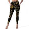 Active Pants Trend Chain Print Leggings Golden Design High Waist Yoga Sexy Stretch Legging Women Work Out Sport