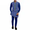 Ethnic Clothing Bazin Riche African Traditional For Men Print Shirts and Pants 2 Piece Set Formal Suit Wedding Evening Party Outfit