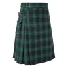 Штаны мужчина плиссированная юбка зеленая мода шотландская кожаная ремень сплошной плиссированный плиссированный юбка мода повседневная мужская юбка Святой Патрик