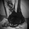 MBTI Nero Y2k Borsa a tracolla da donna Vintage Punk Goth Fashion Designer Borsa tote in pelle Pu Borsa da moto con rivetto di grande capacità 240305