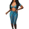 Womens Jumpsuits Designer 2024 Nieuwe Slanke Sexy Kant Grote U-hals Open Navel Print Pittige Meisje Rompertjes 5 Kleuren