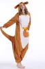 Unisex Dier Volwassen Kangoeroe Kigurumi Pyjama Flanel Cartoon Familiefeest Halloween Onesies Cosplay Kostuums Sleepwear9040683