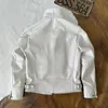 Pu Leather Short Slim Jacket Autumn Winter Motorcykel Mens American Street Style Casual Trendy White Top 240223