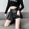 Spódnice mexzt y2k pu skórzana mini spódnica kobiet streetwear plisted harajuku koreańska moda wysoka talia czarna linia