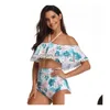 Swim Wear Ladies Flowar Flower Print Druku