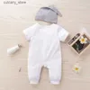 Jumpsuits Hot Sales 2023 Spring and Summer Baby Boy Baby Rompers with Hat Short and Long Sleeve Babys Clothing L240307