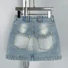 Röcke Frühling und Sommer gewaschene alte Hardware Schnalle Taille ein Wort Baumwolle Denim Midi Kleider2024koreanische Mode vielseitige Rock Shorts