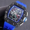 Тенденция серии мельницы RM11-04 Watch 2824 Автоматическая Richa Mechanical Carbon Fiber Tape Mens Watch High Caffice