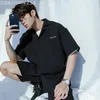 ホワイトブラックシャツショーツセットサマートラックスーツ男性服韓国ファッションストリートウェアショッピングパーティーブランドトレンドメンズスーツ240307