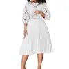Designer dameskleding jurk zomer grote kant haak bloem sexy uitgehold geplooide jurk dameskleding mode vrouw jurken modellen witte maxi jurken P9QR