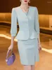 Work Dresses Yitimuceng V Neck Blazers Dress Women Suits Three Quarter Formal Single Breasted Solid Elegant Lady Office Classic