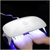 Nageltorkar UV -lamplig terapi Hine Mini LED -torktumlare 24W Musbakning Gel Drop Delivery Dhjjk