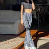 Capris Boho Flare Pants Women Y2K Bohemian Loose Long Pant Tribal African Print Wide Leg Leg Pounser