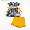 Jumpsuits Girlymax Summer Baby Girls Boutique Children Clothes Shorts Set Romper Milk Silk Bee Plaid Sibling L240307