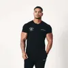 Mężczyźni T-shirty Summer New Sport Casual Cotton okrągły druk Slim Fit Short Rleeve Gym