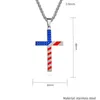 Stainless Steel Cross Necklace America Stars Stripes Titanium Steel Jesus Christ Religious Cross Necklaces Men Hip Hop Jewelry