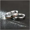 Band Rings Stainless Steel Diamond Ring Band Black Rose Gold Line Couple Engagement Wedding Rings For Women Men Fashion Jewelry Will Dhtya