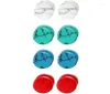 Stud Earrings 4 Pairs Unisex Marble Stone Screw Set Ear Piercing Plugs Faux Gauges Illusion Tunnel Colourful 8MM2597936