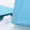 디자이너 Tiffanyco Necklace High Edition T 가족 전체 다이아몬드 크로스 목걸이 여성 흰색 구리 도금 18K True Gold Ins 패션 개인화 된 다목적 Xshaped n