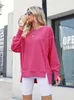 Dames Hoodies Lente O Hals Patchwork Losse Lange Mouw Top Zijsplit Zwart Sweatshirt 2024 Casual Oversized Zachte Trui Dames