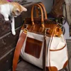 Genuine Leather Handbag LCanvas bag style tanned cowhide handmade diagonal cross bag short distance travel handbag copper