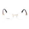 Sunglasses Frames HDCRAFTER Titanium Rimless Glasses Frame Men Wooden Optical Eyeglasses Prescription Myopia Hyperopia Eyewear Spectacles