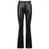 Women's Pants Elegant Vintage Black Faux Leather Women Autumn High Waist Skinny Trousers Ladies Casual Fashion Capris