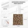 Sacos de compras Leopardo Impressão Pele Olhar Textura Ombro Mulheres Eco Bolsa Estética Bolsa de Alta Capacidade Dobrável Lona Para Menina