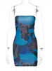 Casual Kleider Tie Dye Drucken Frauen Rohr Mini Kleid Bodycon Sexy Streetwear Party Elegante Club 2024 Sommer Festival Kleidung Y2K