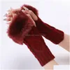 Fingerless Gloves Knitting Short Gloves Winter Warm Cloghet Arm Fingerless Er Mittens Cuff For Drop Delivery Fashion Accessories Hats, Dhtzu