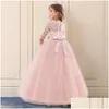 Vestidos da menina Meninas Vestidos Vestido de cerimônia para casamento e vestido de festa Requintado Comunhão Luxo Princesa Elegante Lace Ano Costumegi Dhyc7