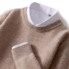 Men's Sweaters Winter Cashmere Sweater Round Neck Pure Color Thickened Business Casual Loose Wool Knitted Elegant Slim Fit