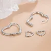 Hoopörhängen 925 Silverpläterad piercing Tassel Double Heart Earring For Women Girls Party Wedding Jewelry E775