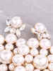 Pendientes de gota redondos grandes para mujer, aretes de boda con diamantes de imitación de lujo, perlas simuladas, accesorios de joyería 240301