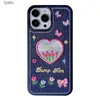 Telefon komórkowy torebki ins koreańskie słodkie kwiat dżinsowe haftowane telefoniczne Pro Max Love Heart Stars Y2K ShockProof Soft CoverH240307