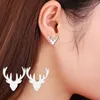 Boucles d'oreilles flocon de neige de noël pour femmes, boucles d'oreilles en acier inoxydable, arbre de noël, élan, Piercing, minuscules Pendientes