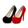Women Pumps Fashion Flock Womens Sandals 14cm Platform Wedding Pumps Casual Thin Heels Womens Shoes 240229