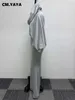 Work Dresses CM.YAYA Women High Waist Mermaid Midi Maxi Skirt And Batwing Long Sleeve Hooded Top 2024 Sexy Two 2 Piece Dress Sets Outfits