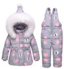 Nieuwe Baby Baby Winterjas Snowsuit Eendendons Peuter Meisjes Winteroutfits Sneeuwkleding Jumpsuit Strik Polka Dot Hoodies Jas LJ3541780