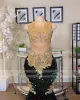 Sparkly Green Sequins Mermaid Prom Dresses For Black Girls Crystal Rhinestone Court Train Party Gown Robes De Bal Custom Made