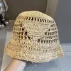 Kadın Hasır Şapka Tasarımcı Kova Şapkası Moda Güneş Şapkı Yaz El Yapımı Dokuma Şapka Lüks P Nakış Güneş Kartonnet Moda Plaj Şapk