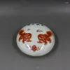 Botellas China Famille Rose Porcelana Foo Fu Dog Guardion Lion Ink Box Rouge 4.29"